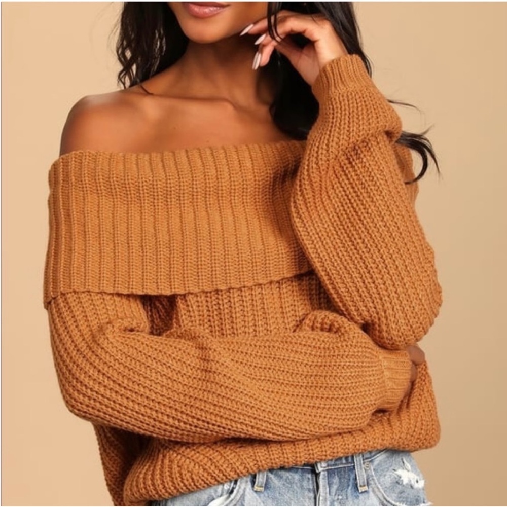 lulu’s off the shoulder new nwt ribbed knit sweater